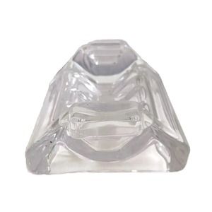 Vtg Clear Ashtray Glass Heavy Ice Rectangle Cigar MCM Bar‎ Ware Art Deco